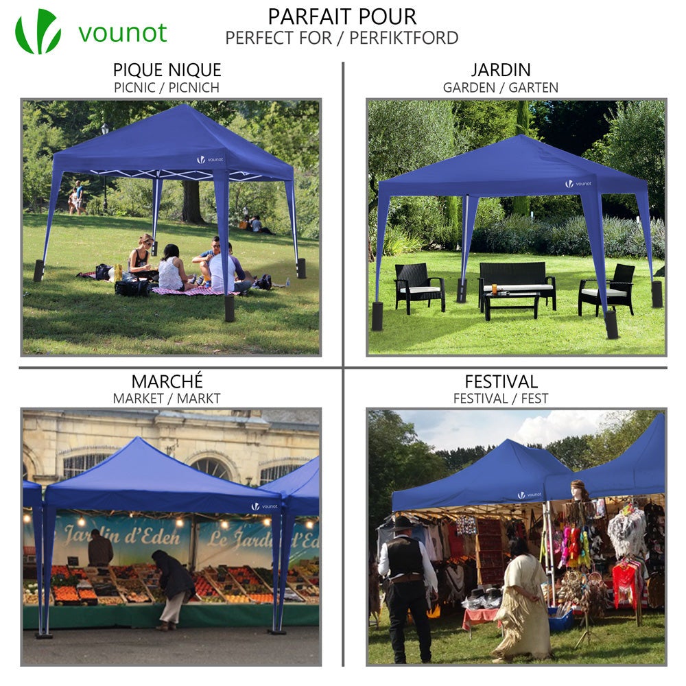 Gazebo Plegable Cenador 3x3 m Pabellon de Jardín, Azul - 2