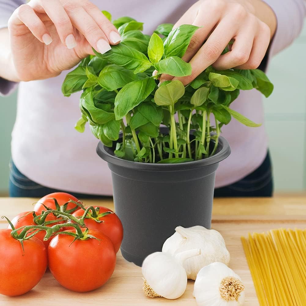100Pièces 15CM Pot pour Semis,Pot de Fleurs Plastique Plante Exterieur,Pot Rempotage,Godets pour Semis Tomates,Noir - 6