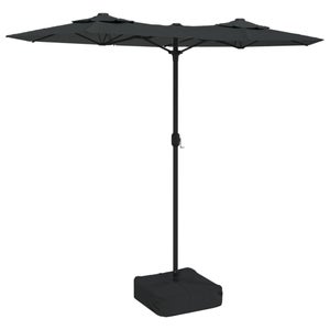 Ombrellone Doppio Da Giardino 470x280cm Con Luci LED E Base - Marrone, Per Esterno - Foto 9