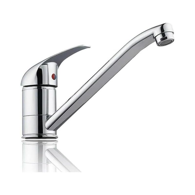 Chromowana bateria kuchenna - obrotowa bateria kuchenna z jedną dźwignią 360° - Chromowana bateria kuchenna do zlewów pojedynczych i podwójnych - Ust