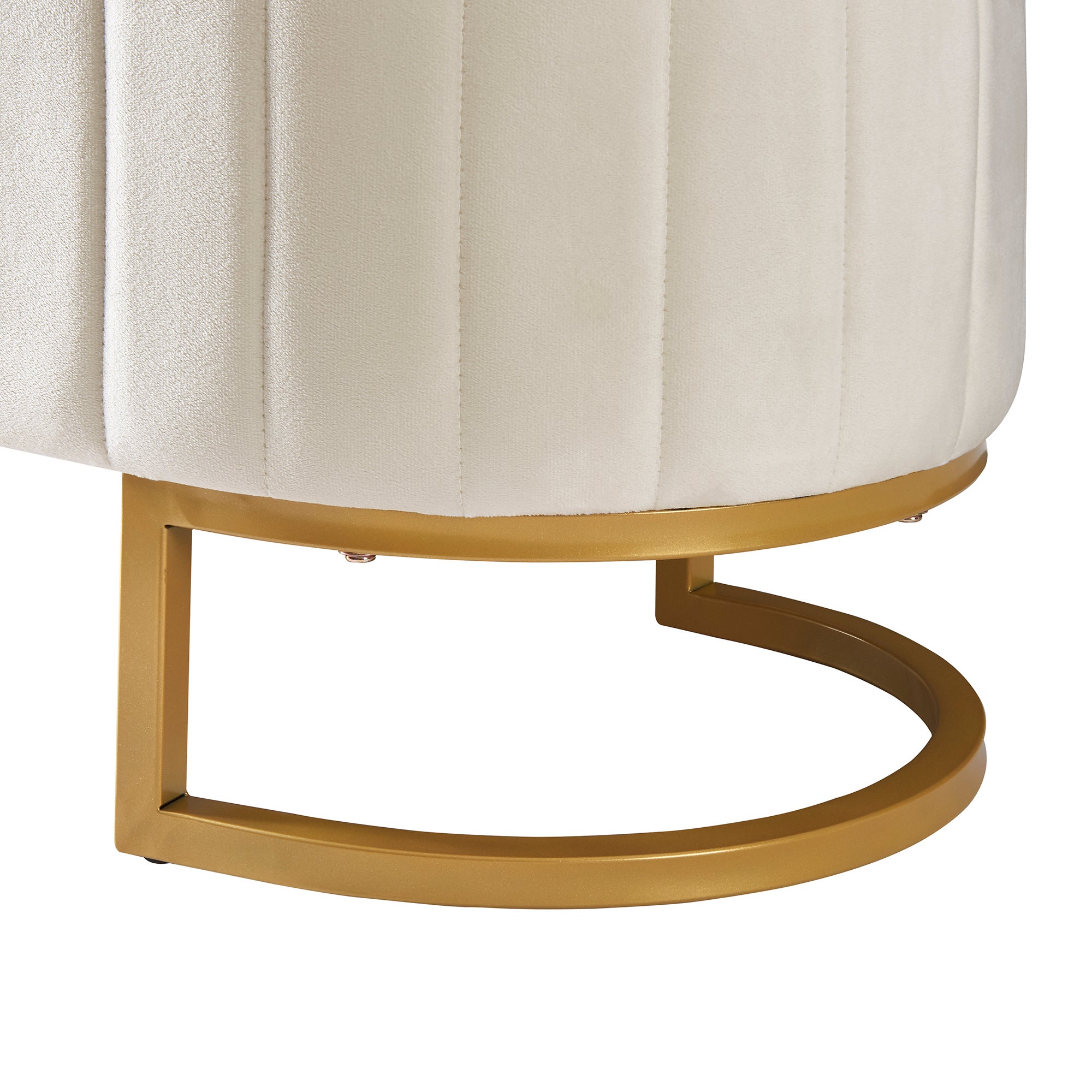 Banc de rangement, banquette - 120 x 39.9 x 41.9 cm - Velours et pièds en métal - Beige - 9