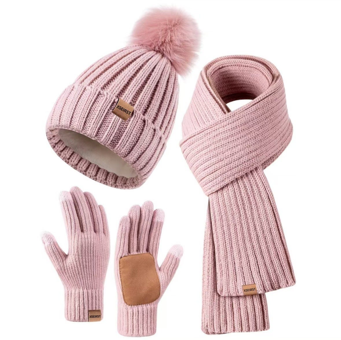 Set Invernale Donna 3 Pezzi | Cappello Con Pompon, Sciarpa Lunga E Guanti Touchscreen