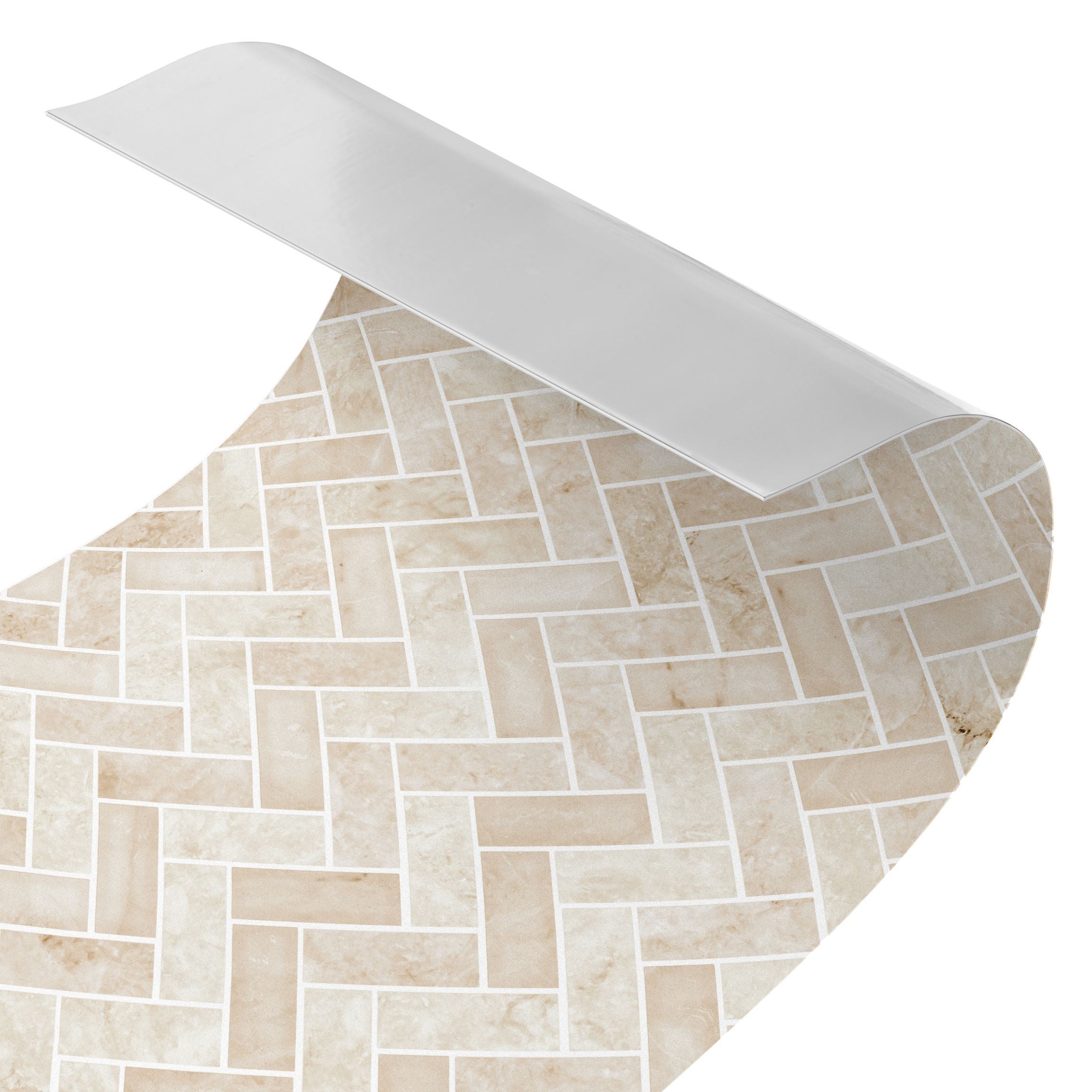 Panneau mural pour salle de bain - Carrelage en marbre à chevrons - Beige 50 x 90 cm - 4