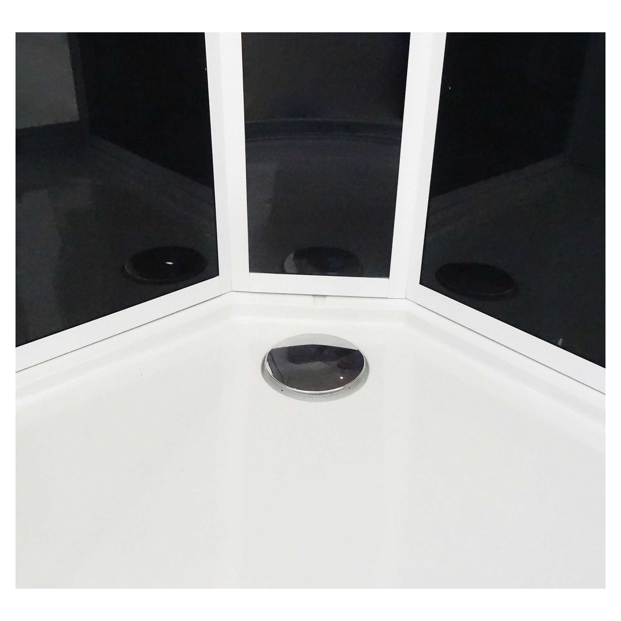 ONDEE - cabina de ducha GENA, Montaje sin silicona- 1/4 de círculo -Perfiles de aluminio - blanco - 90 cm - 5