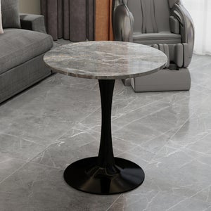 POVISON Table à Manger Extensible pour 4 Personnes, Table Ronde de Salle à Manger Grise, Pieds