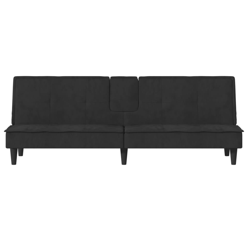 Divano letto con portabicchieri 200 x 89 x 70 cm velluto nero 02_0019846 - 3