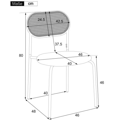 Ensemble de 4 chaises de salle à manger modernes en rotin tressé avec pieds en métal - 4