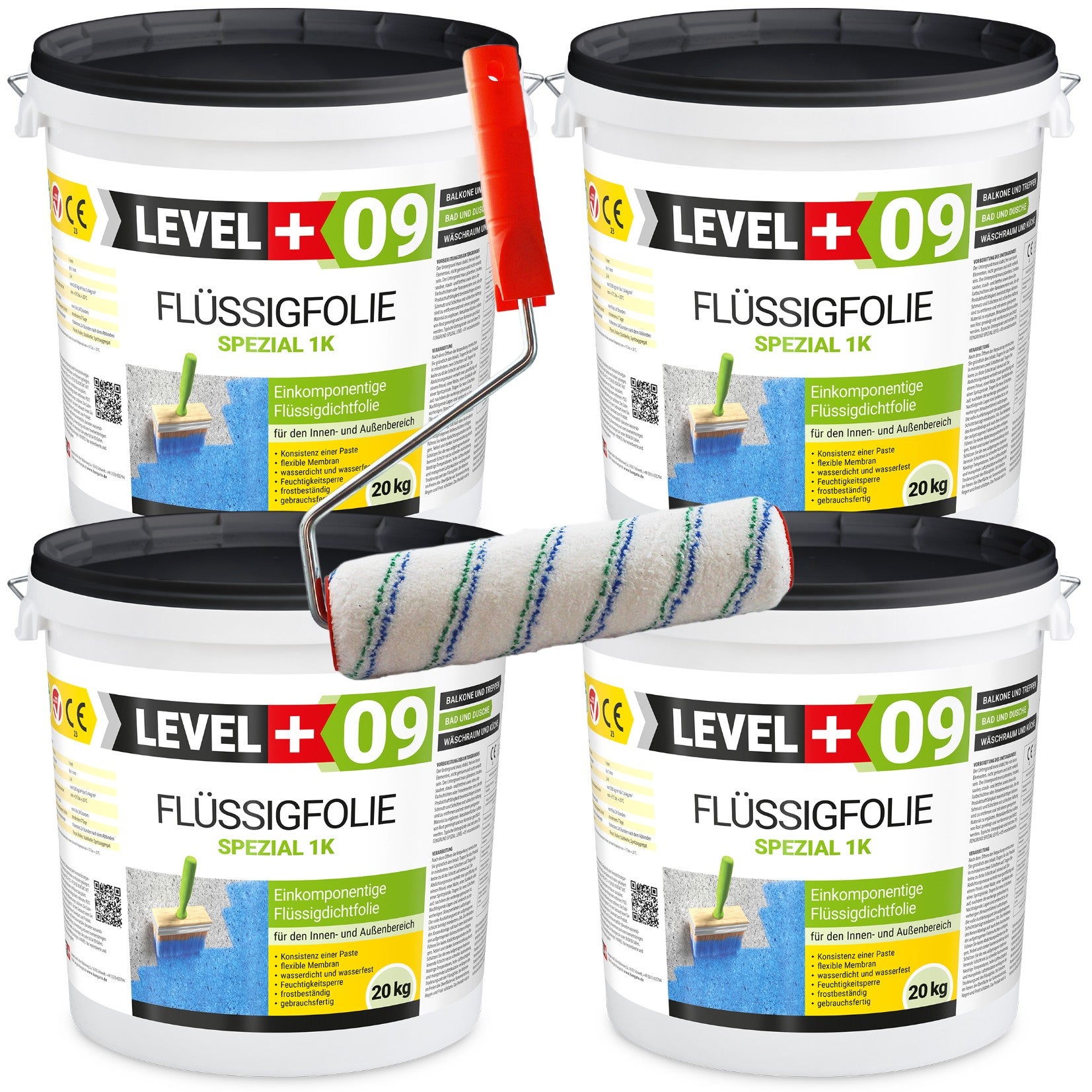LEVEL+ Folia w płynie Uszczelniająca FLÜSSIGFOLIE SPEZIAL L+09 - 80KG + Wałek Malarski 25cm