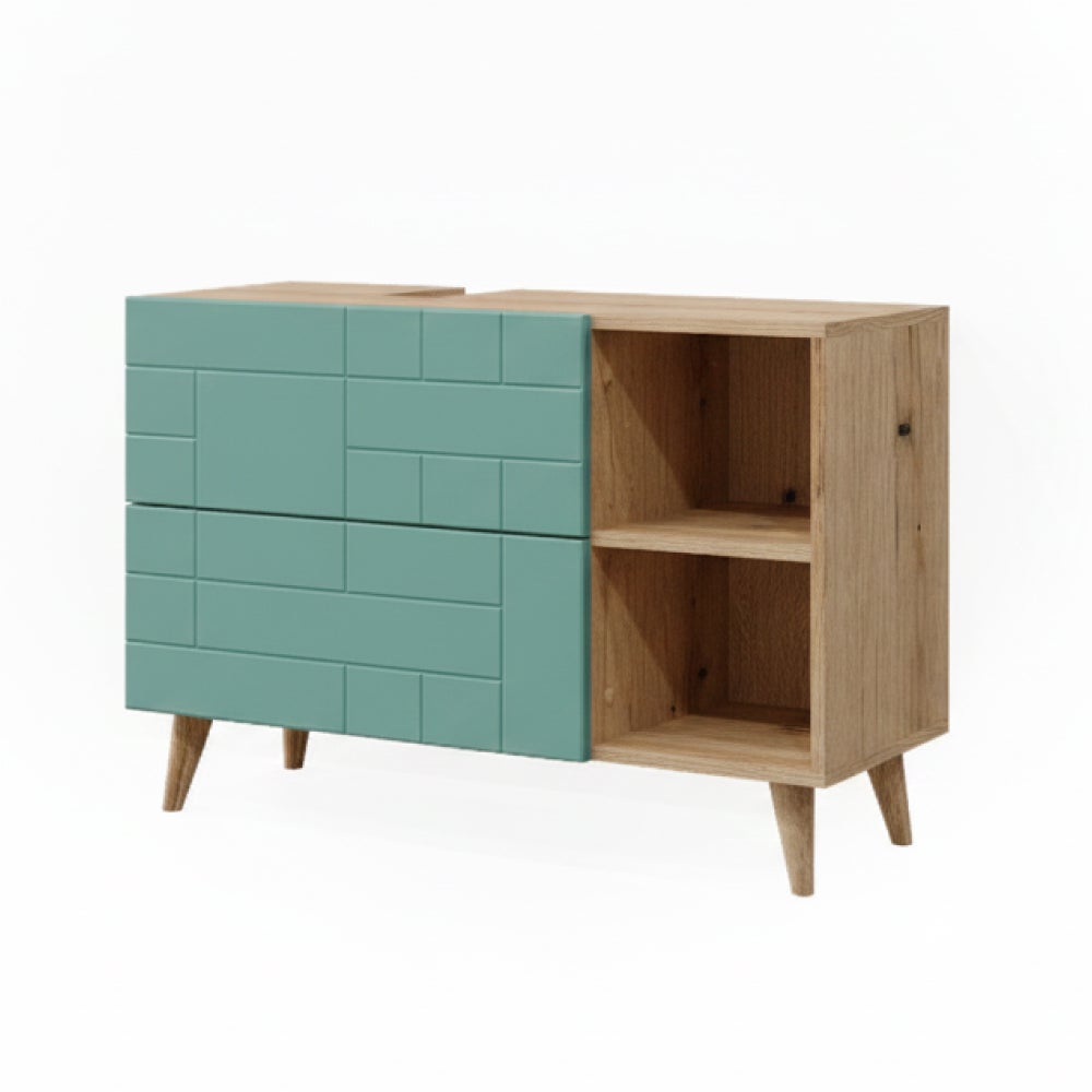 Vicco Szafka pod umywalkę Rudi, Miętowa zieleń, 90 x 59 cm z 2 szufladami