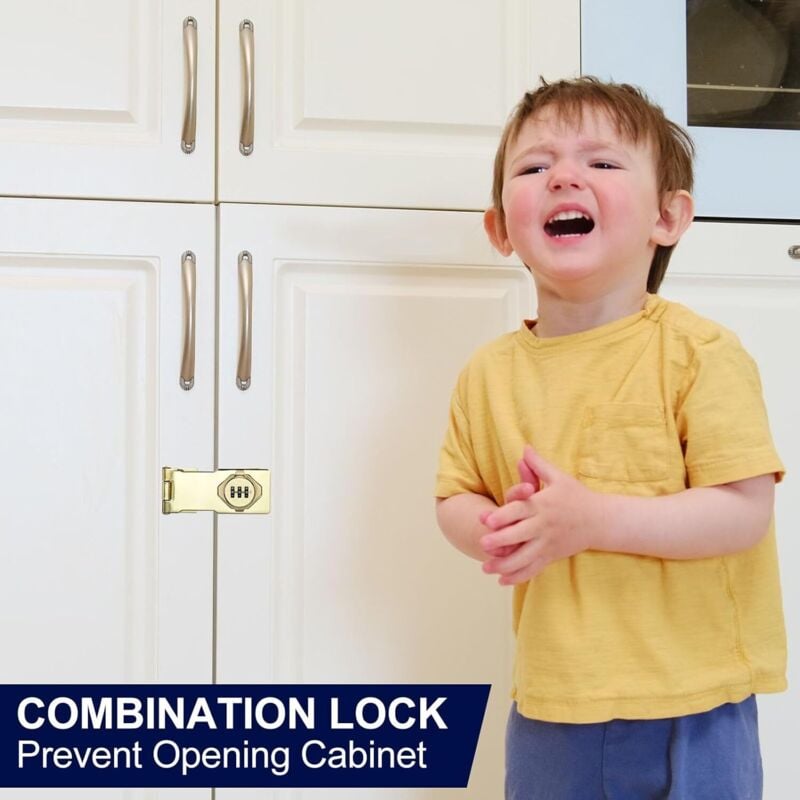 Lucchetto a combinazione in acciaio inossidabile con viti - oro - 4,5 pollici, due fori - 4