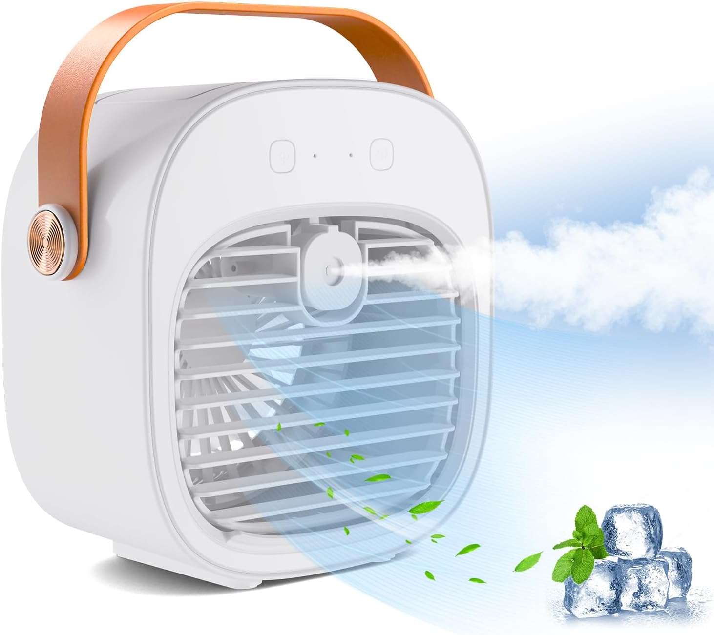 Przenośna klimatyzacja - Mini chłodnica wodna powietrza typu C - 128 ml - 4000 mAh - Wentylator stołowy - 3 prędkości wentylatora