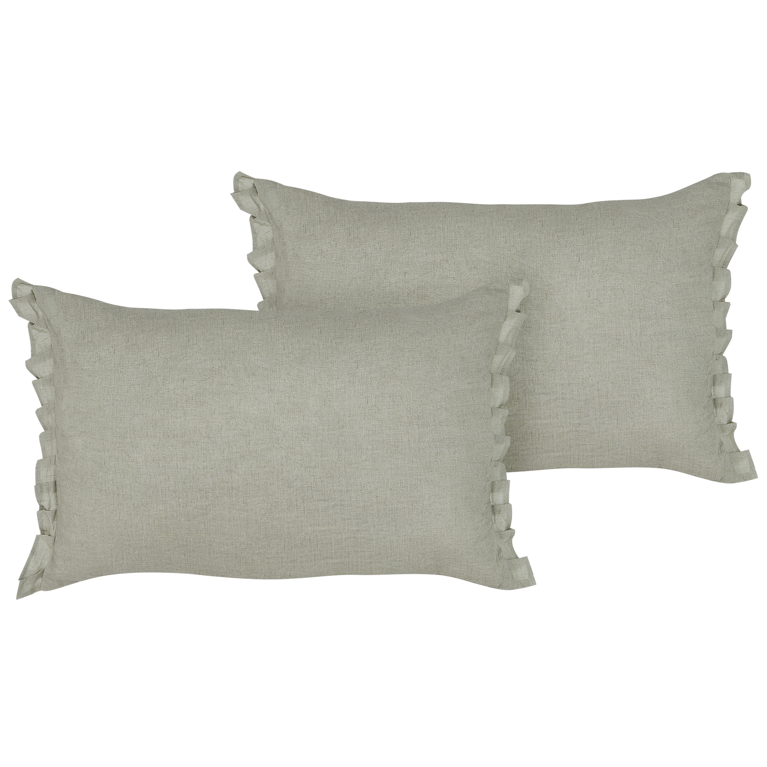 Beliani conjunto de 2 cojines decorativos sassafras lino 30 x 45 cm gris claro liso