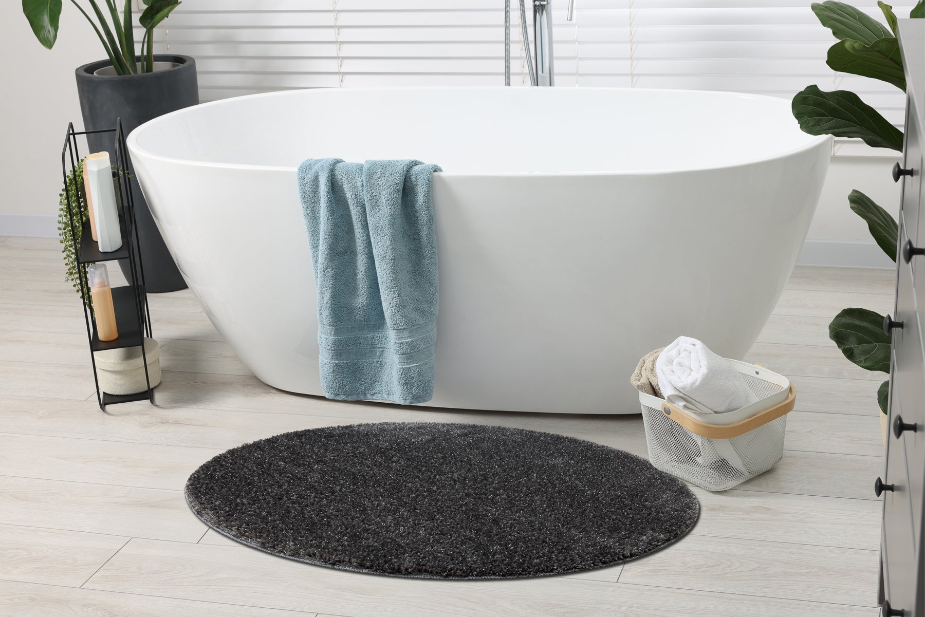 Tapis de salle de bain SYNERGY cercle, glamour, antidérapant, doux - lurex gris cercle 100 cm - 3