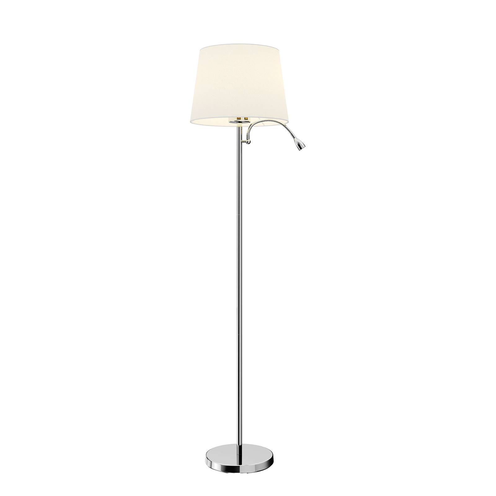 Lindby lampe sur pied Benjiro, blanc, textile, liseuse, 150 cm ...