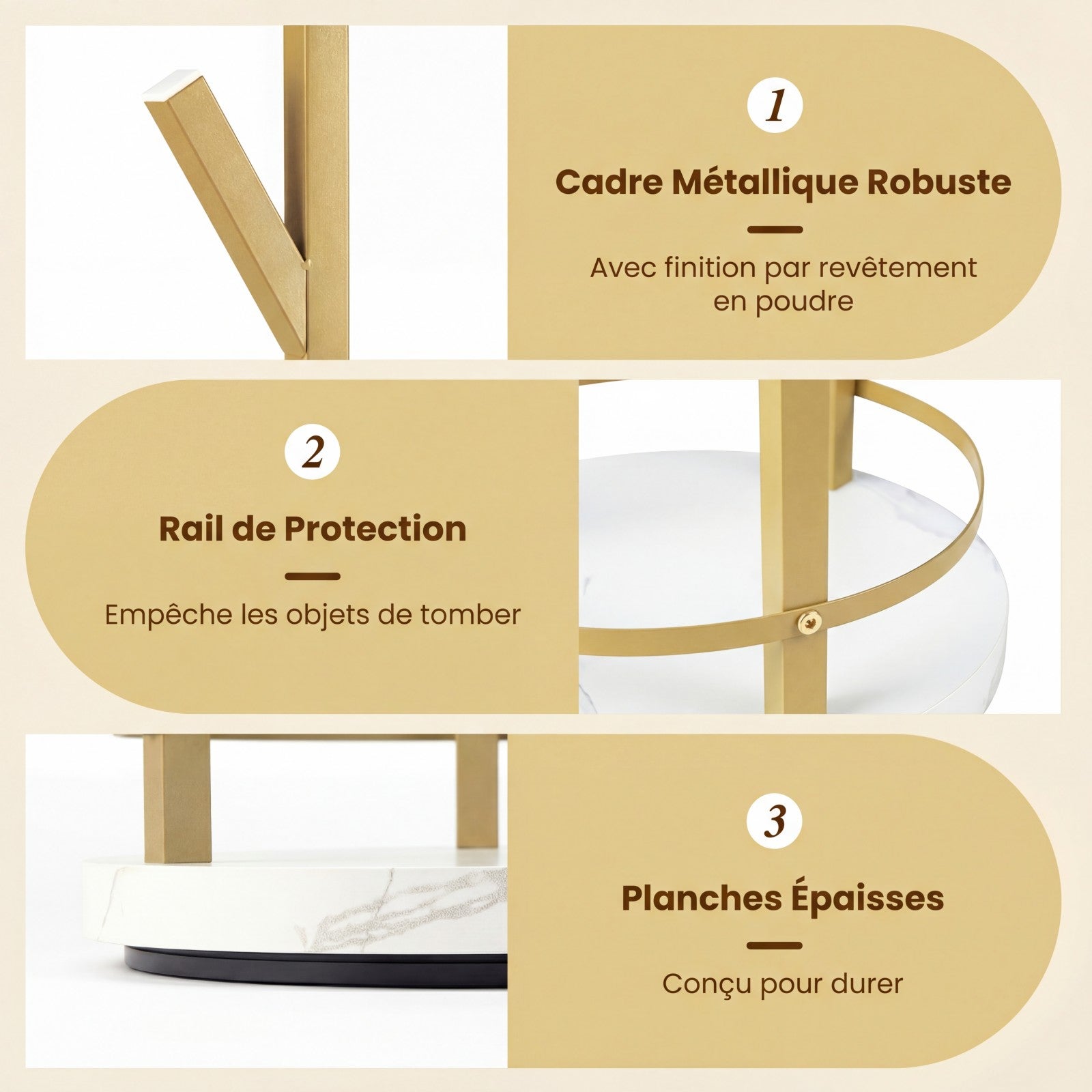 Support Organiseur pour Bijoux, Arbre à Bijoux Pivotant à 360° avec Crochets pour Boucles d'Oreilles et Colliers, 3 Étagères de Rangement, Blanc - 2
