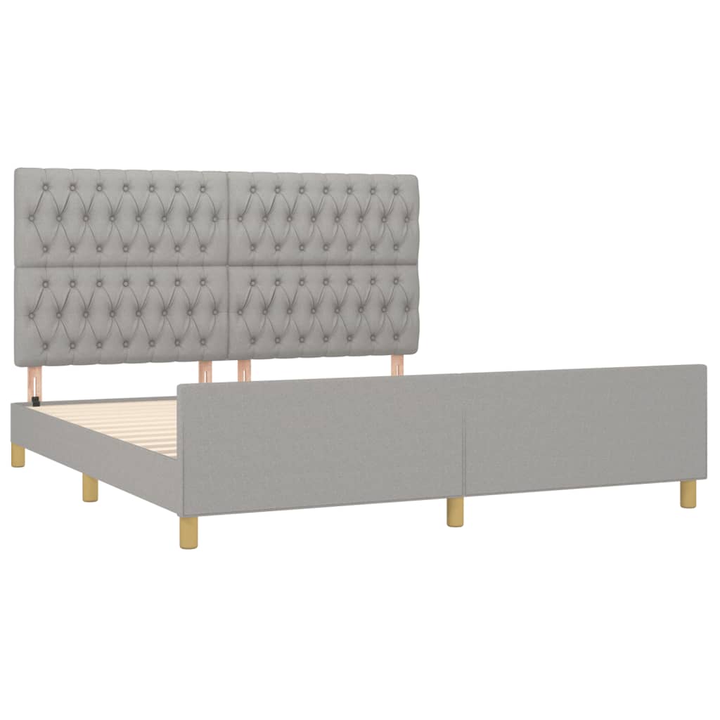 Cadre de lit sans matelas gris clair 180 x 200 cm en tissu - 4