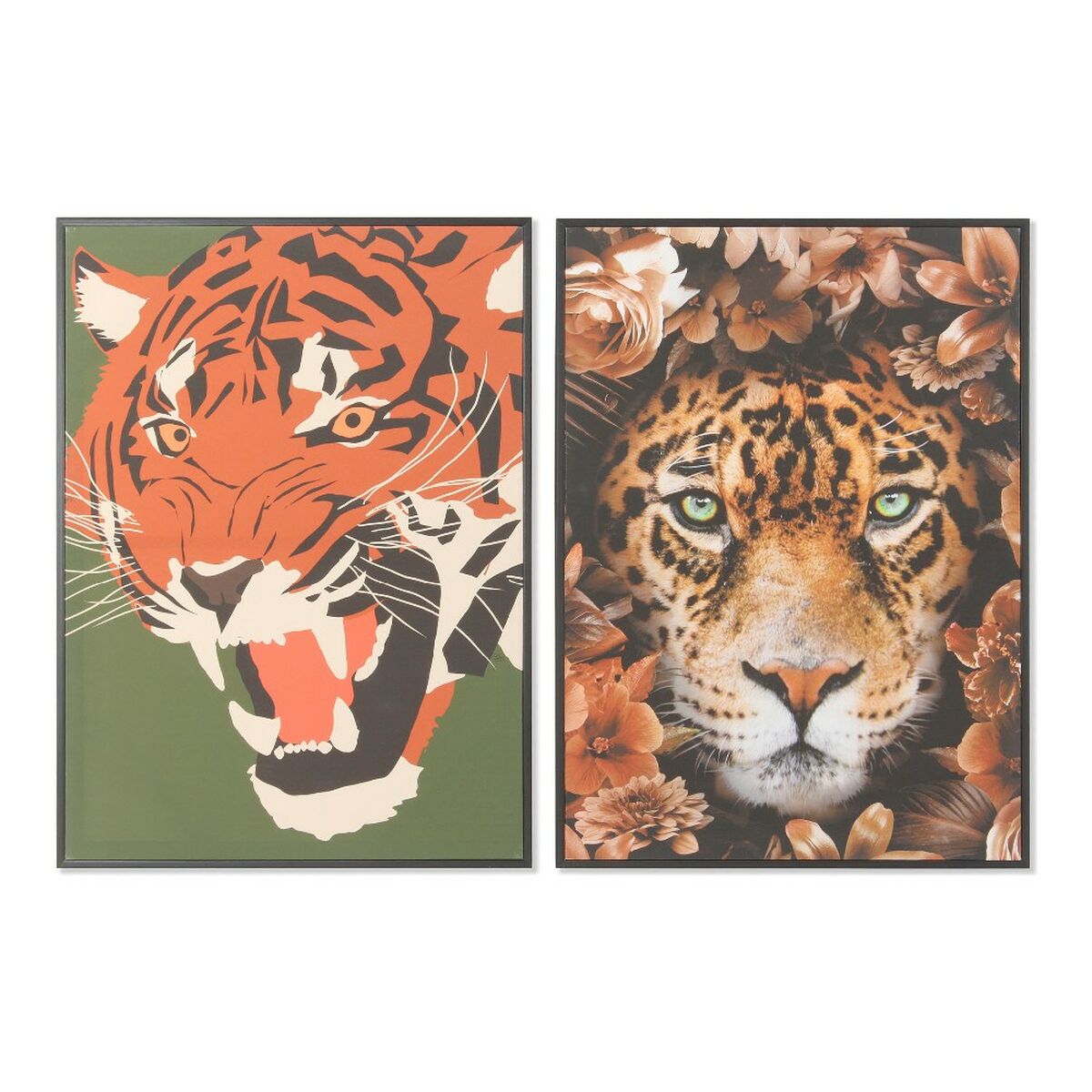 Cuadro dkd home decor 52 x 2,7 x 72 cm tigre moderno (2 unidades) 8424001799770 s3013690 dkd home decor