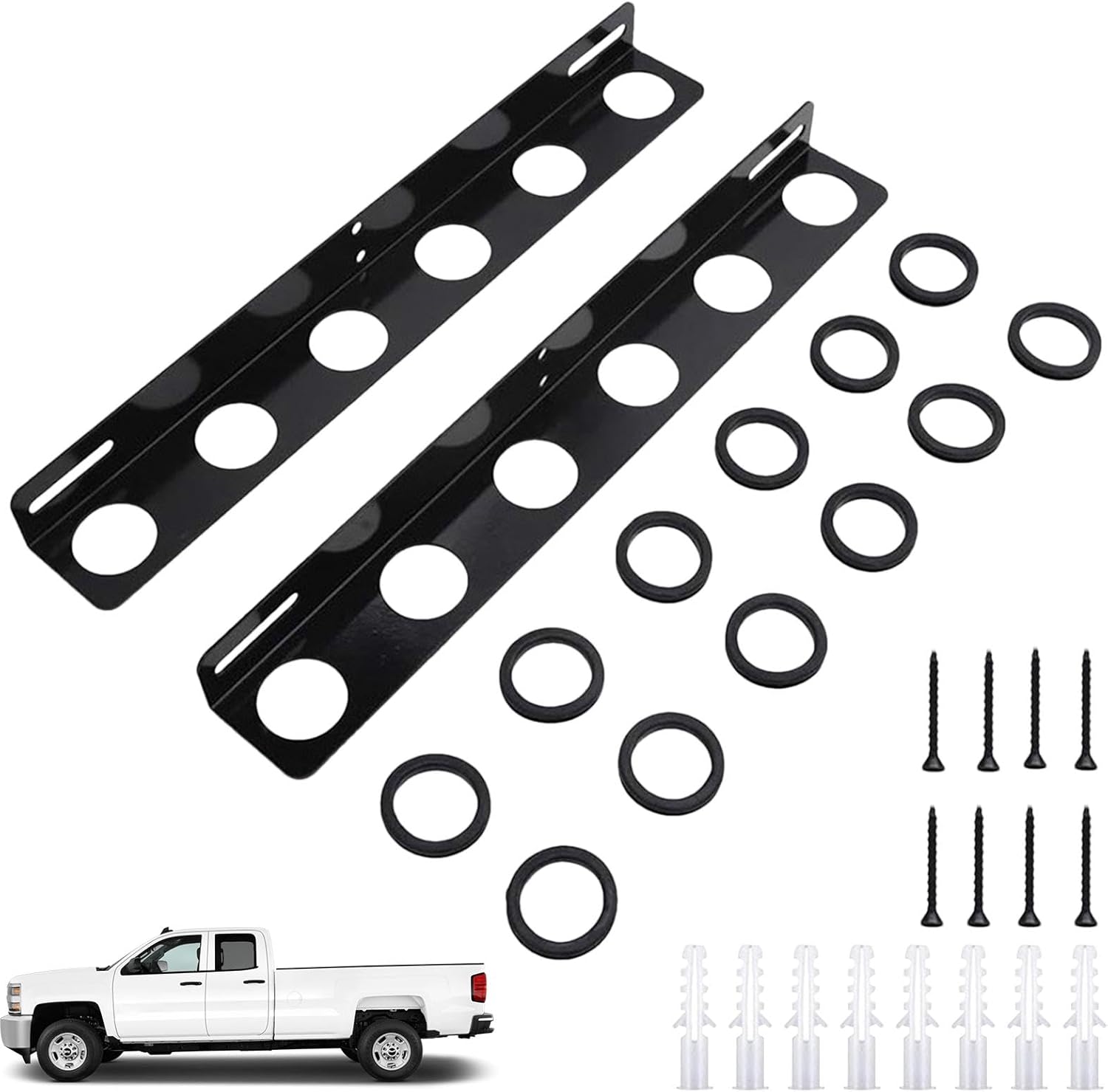 E-Track Kit D'Arrimage 4 Pièces Rails D'Arrimage Noir 1,22 M, Universels Rails E-Track En Acier Fente De 64 Mm Système D'Arrimage E-Track Accessoires D'Arrimage Pour Camion Remorque Camionnette | FR