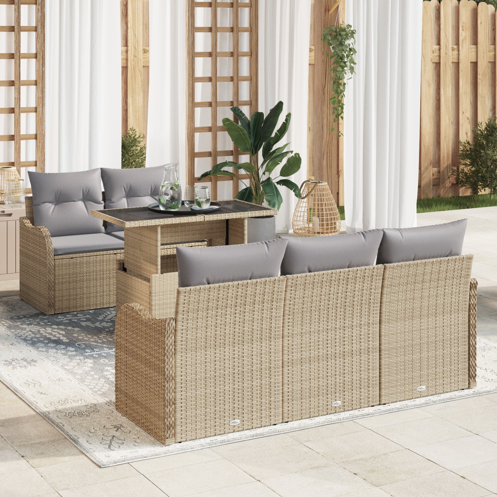 Set Divano da Giardino con cuscino pcs Beige Poly Rattan vidaXL