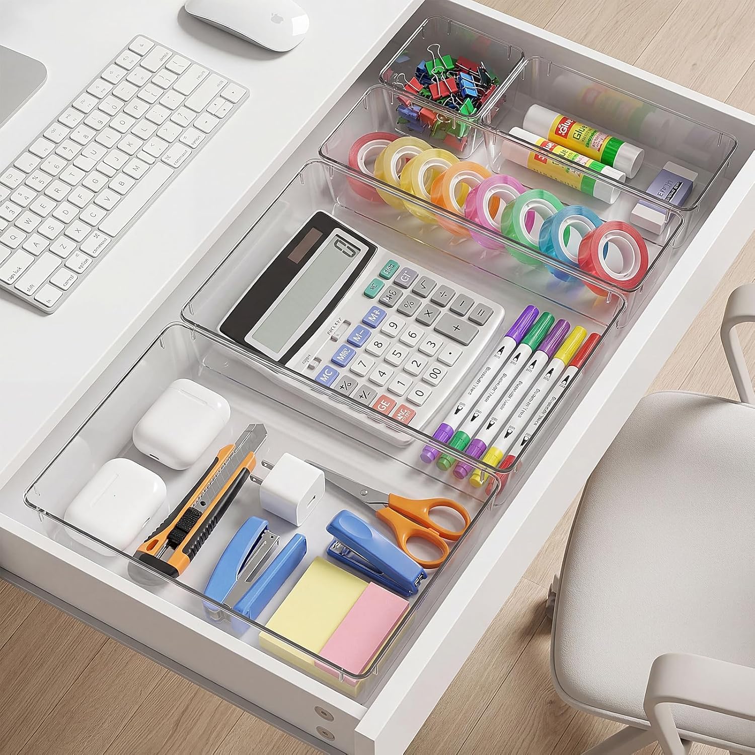 Ensemble de 12 organisateurs de tiroir – Bacs de rangement en plastique transparent - 6
