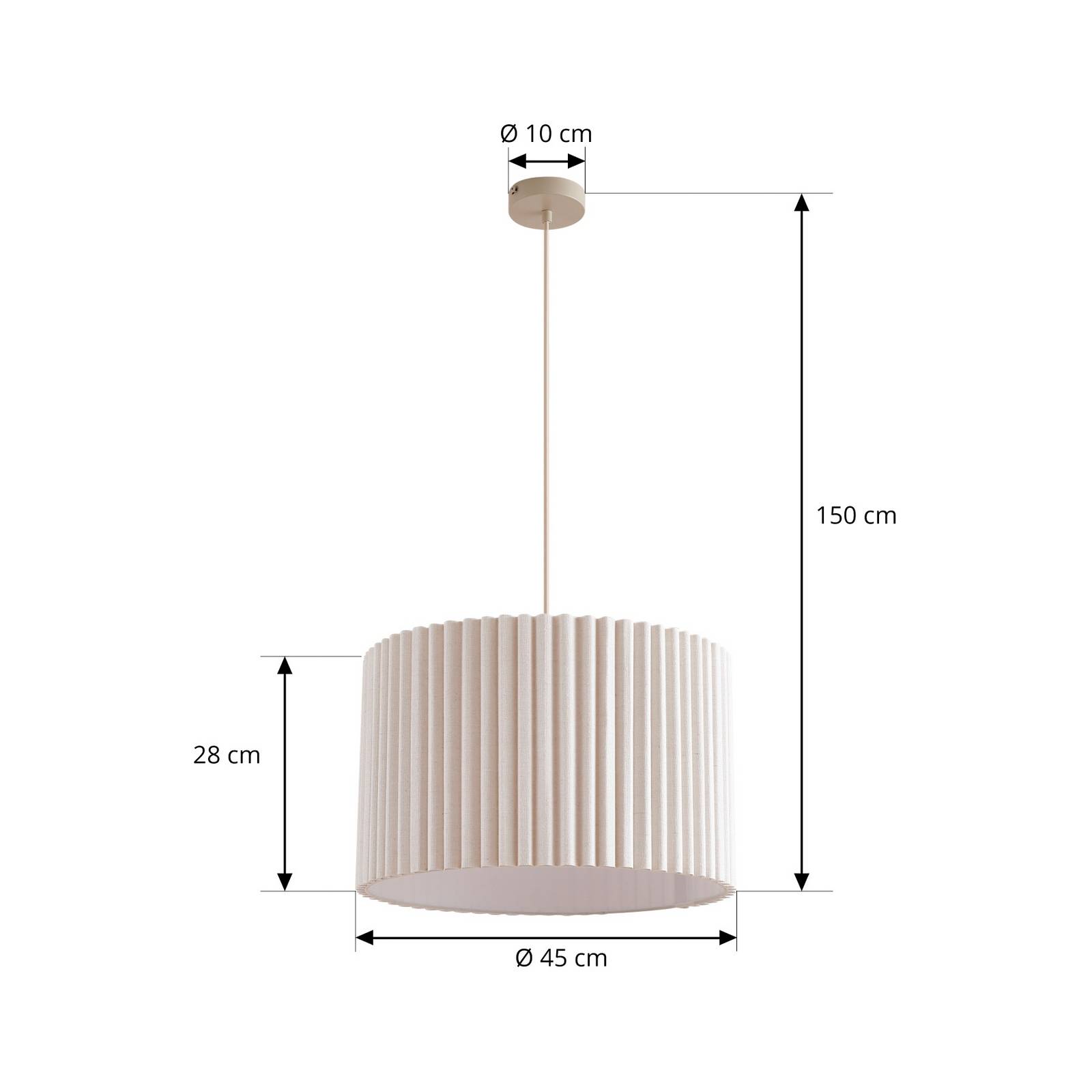 Suspension Lindby Libbie, Ø 45 cm, lin, couleur crème, Suspension Luminaire, Lampe plafond, Luminaire Plafonnier, Lampe Suspendue, Suspension - 5