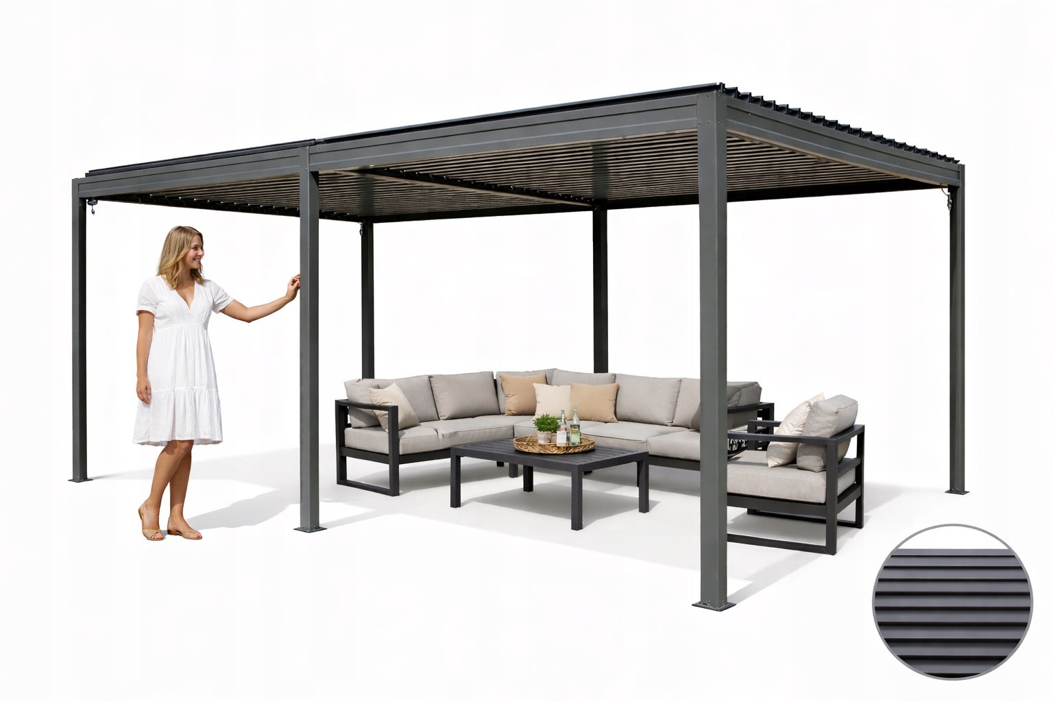 Pergola Altana Tarasowa Aluminiowa z otwieranym dachem Antracyt 3x6m