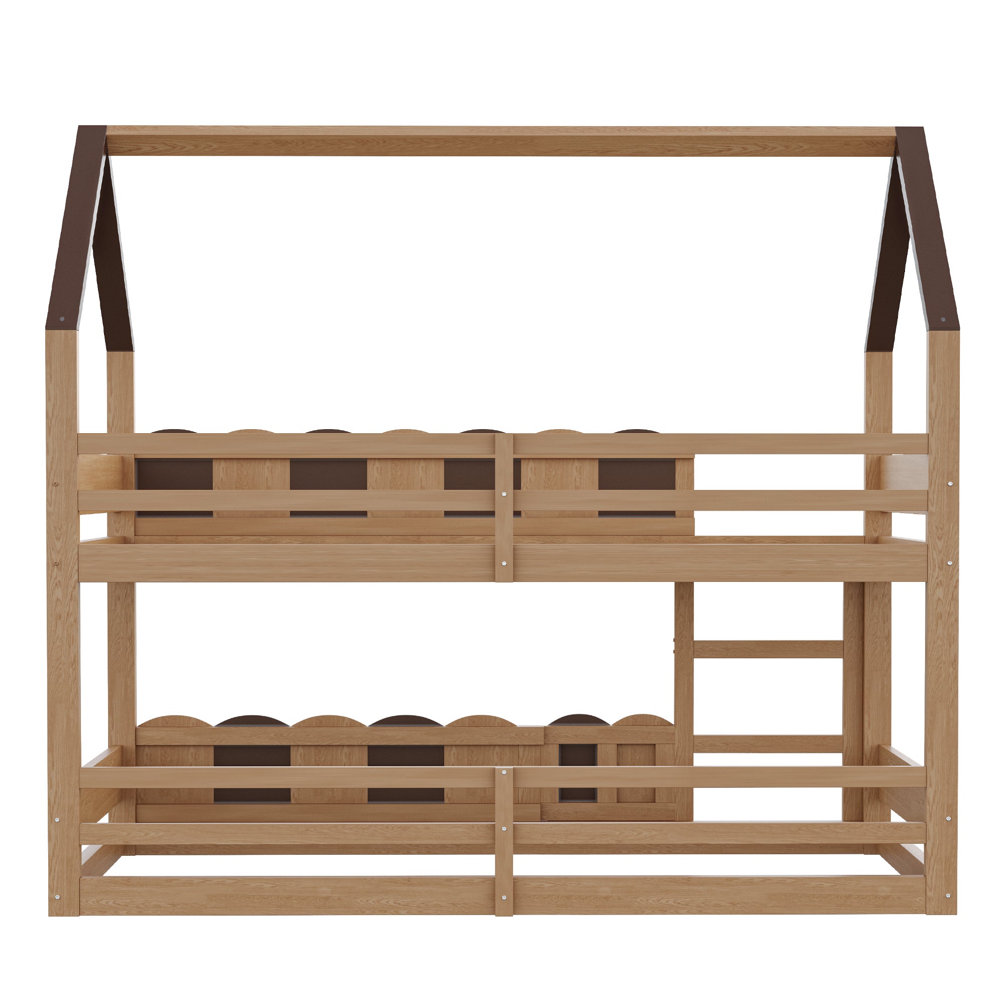 Letto a castello 90x200 cm barriera rete legno MDF bicolore senza materasso - 8