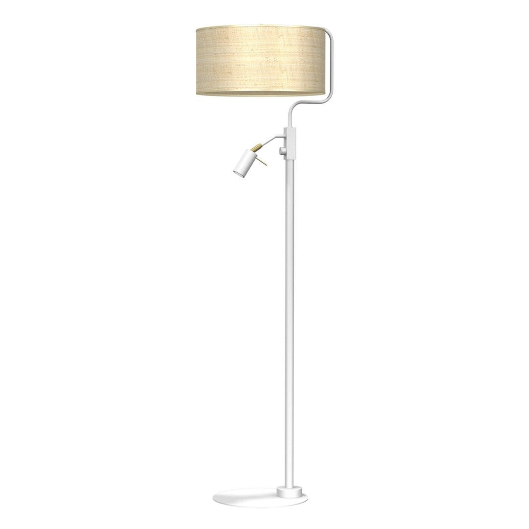 Lampa podłogowa stojąca Marshall biało-beżowa 2xE27 / GU10x60W wym: 160 x 55 x 55 cm wiklina / rattan / słoma Milagro
