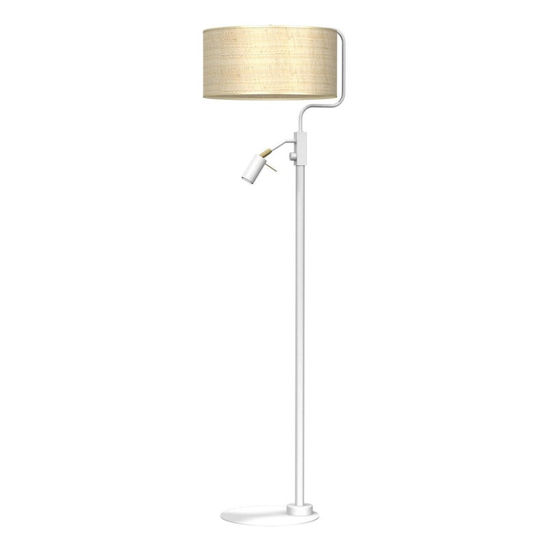 Lampa podłogowa stojąca Marshall biało-beżowa 2xE27 / GU10x60W wym: 160 x 55 x 55 cm wiklina / rattan / słoma Milagro