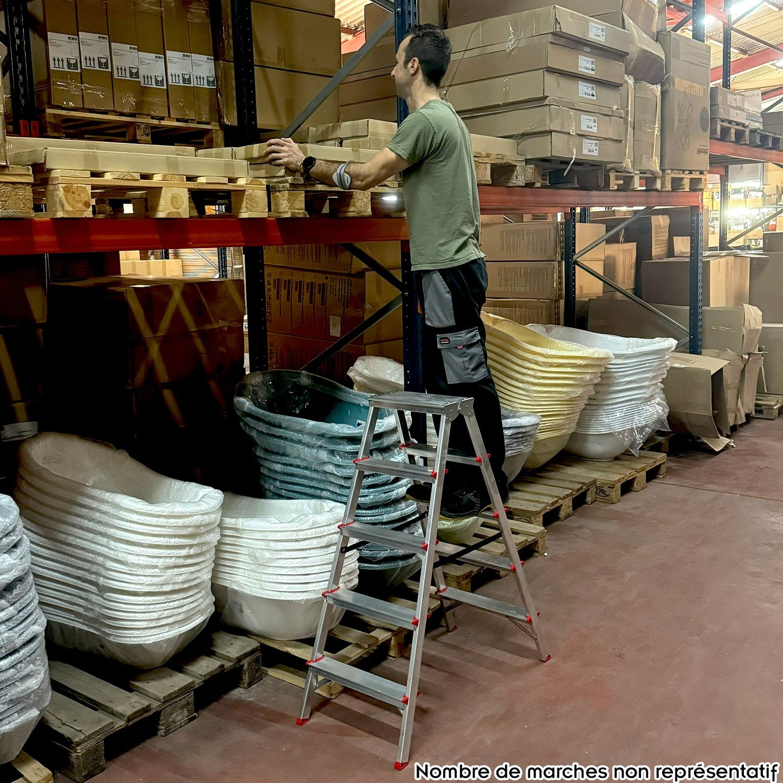 MTRA Escabeau double marchepied en aluminium 3 marches - 3