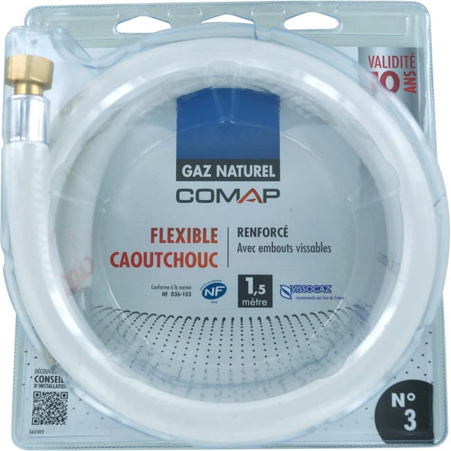 Flexible Inox Pour Gaz Butane/Propane 1,50m - Raccordement à Visser, Validité Illimitée
