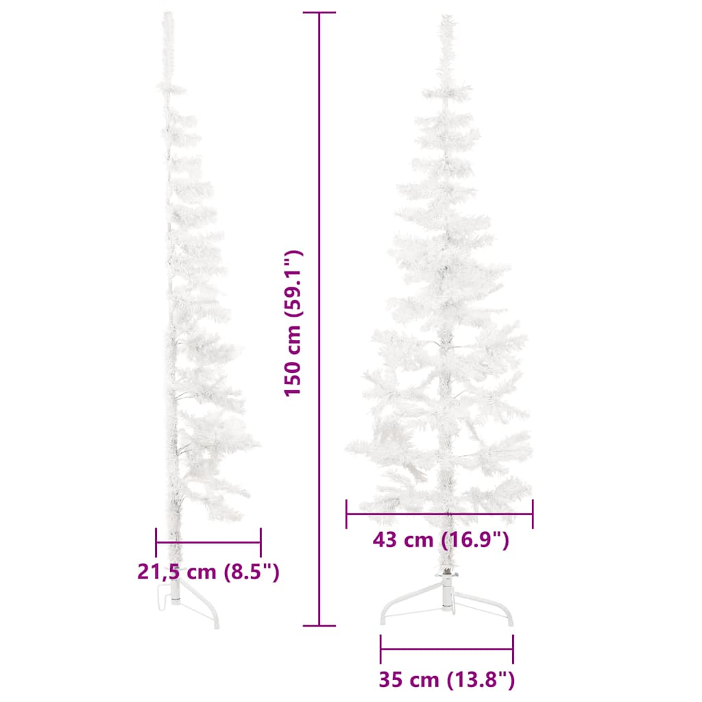 Albero Natale Artificiale Sottile a Metà Supporto Bianco 150 cm vidaXL - 6