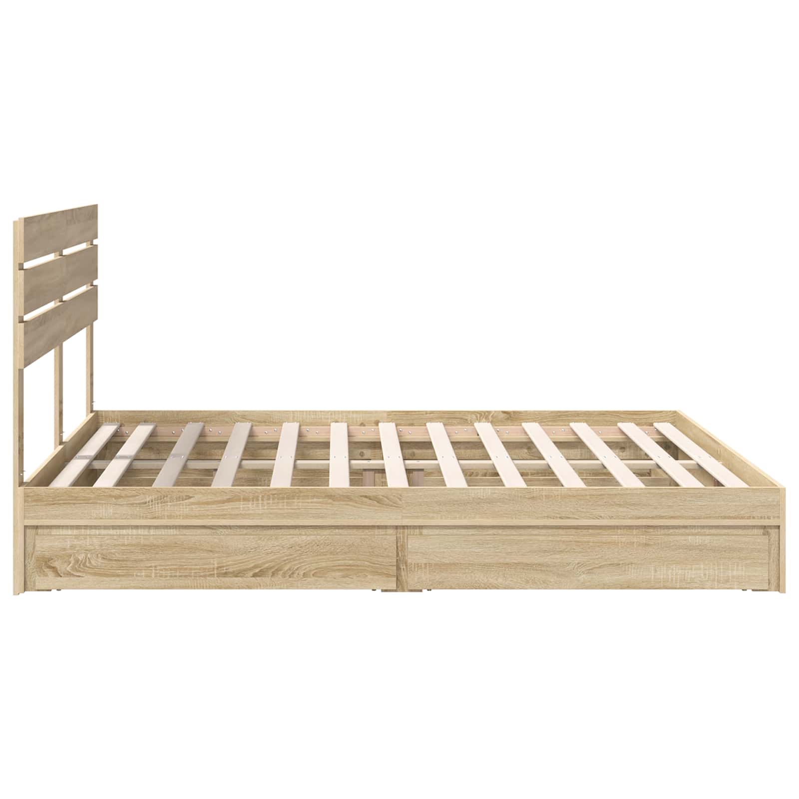 Lit avec rangement, panneau de bois, chêne, pour la chambre, 180 × 200 cm - 9