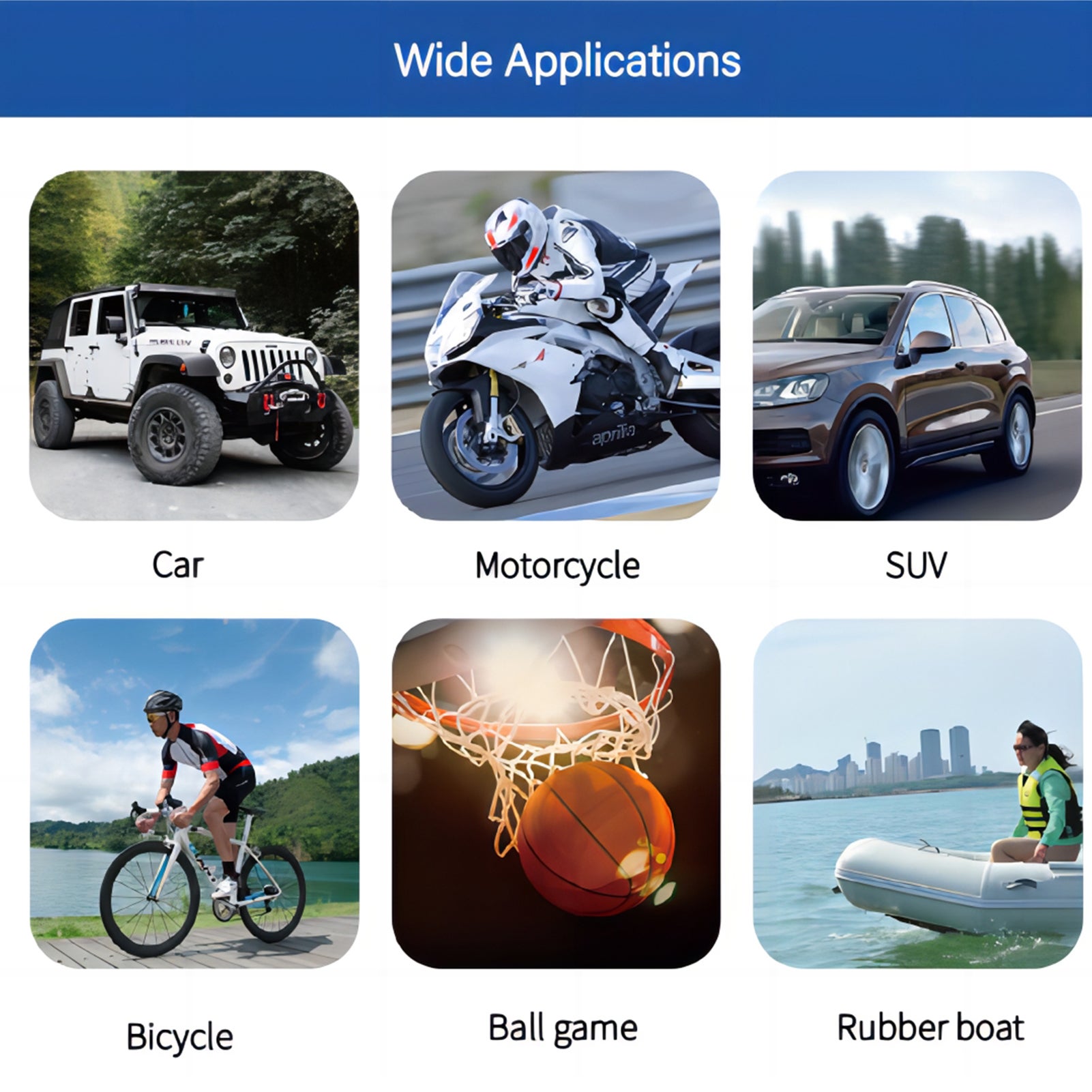 Gonfiatore portatile per pneumatici da 150 psi, gonfiatore rapido, adatto per pneumatici di auto e biciclette, senza fili - 3