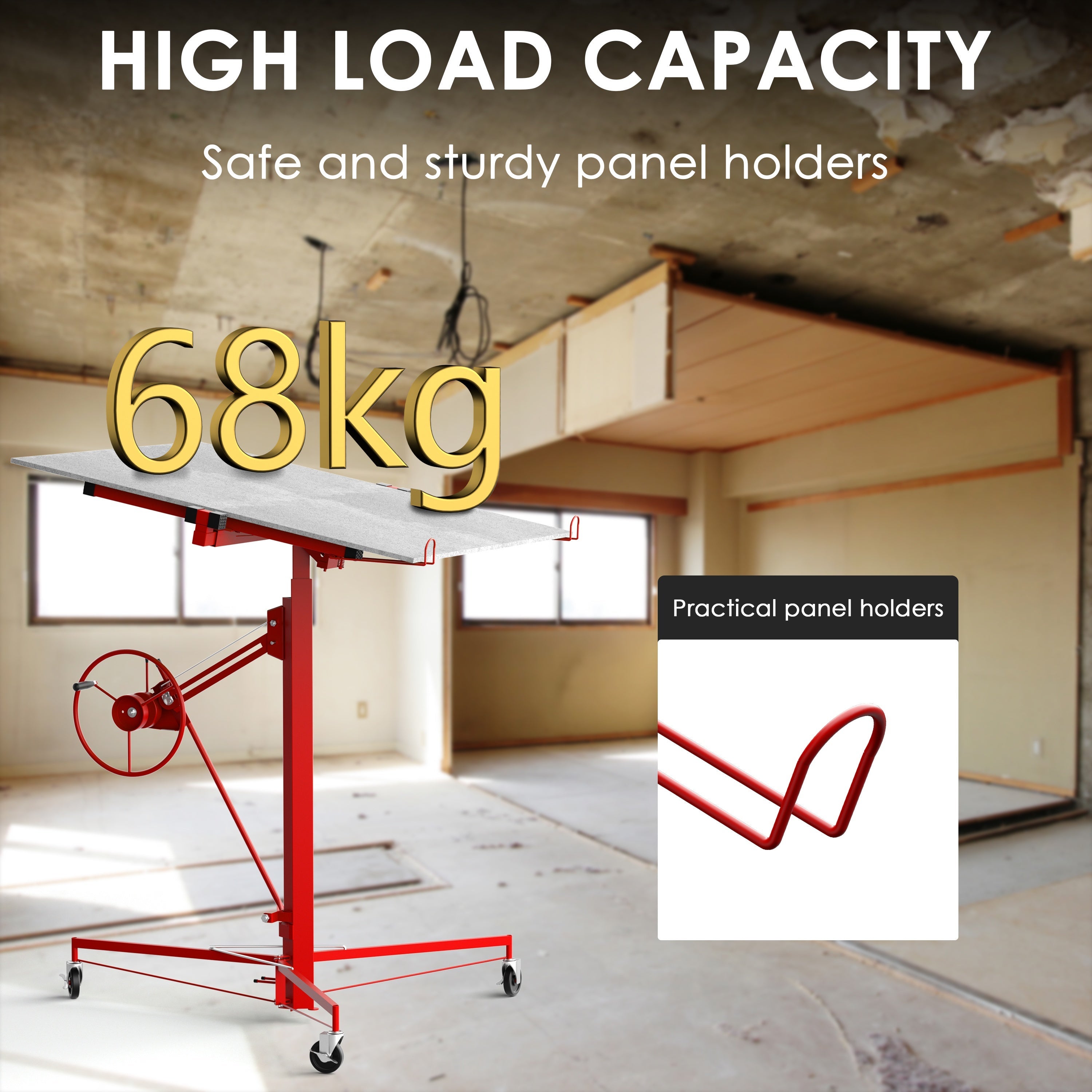 STANEW Lève-plaques XXL - Capacité 68kg, Hauteur Réglable 140-325cm,Rouge - 7