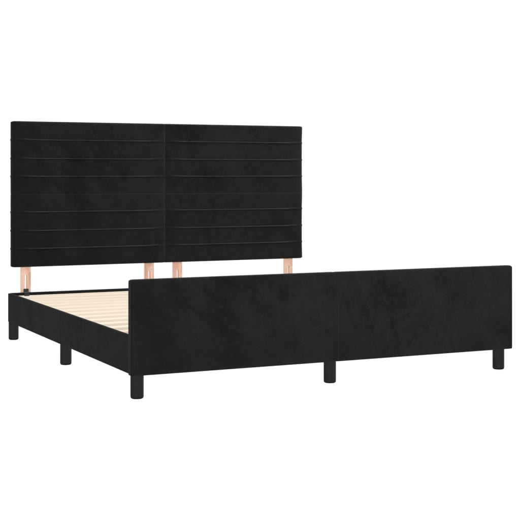 Cadre de lit sans matelas noir velours - 4