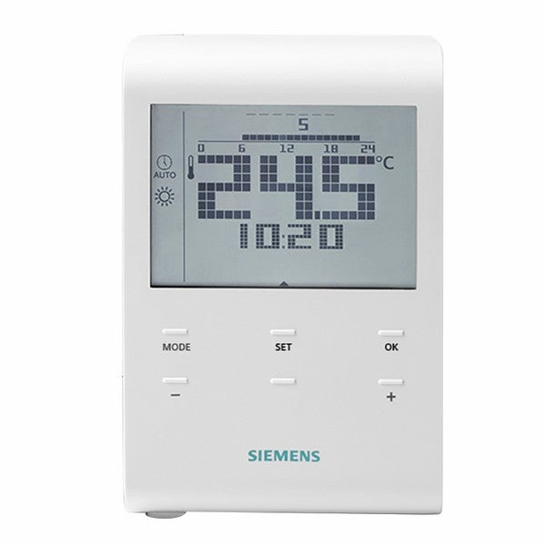 Thermostat d'ambiance Siemens, programmable, alimentation 3 V, plage 5-35 °C, sortie relais 24-230 V, dimensions 85x127x21,5 mm - 5