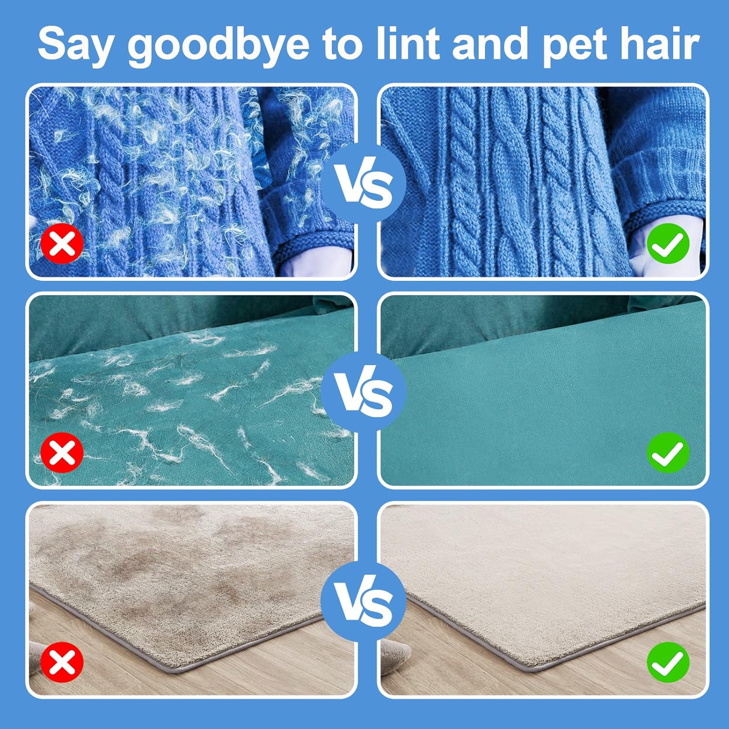 Luvas removedoras de pelos de animais de estimação para cães e gatos - remoção de pelos por eletricidade estática - para sofás, tapetes, assentos de - 3