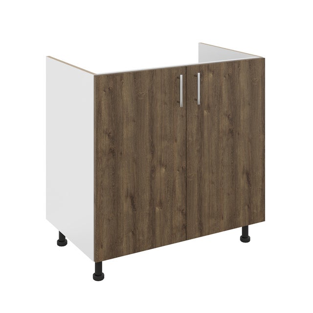 Cache-syphon haaus Karo, 2 portes, Chêne Bronze/Blanc, 80 x 50 x 80 cm