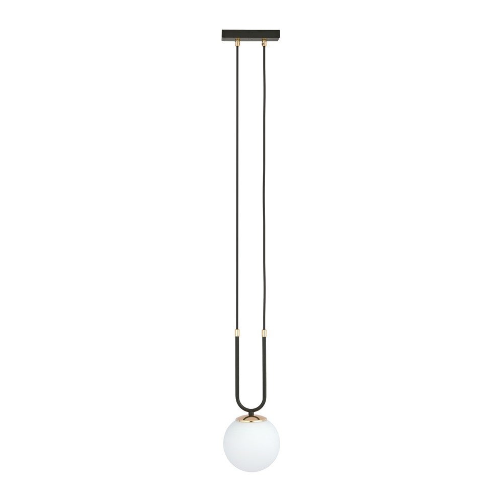 Lampa sufitowa Megan czarna z owalnym kablem i szklaną kulą 1xE14 ø15cm