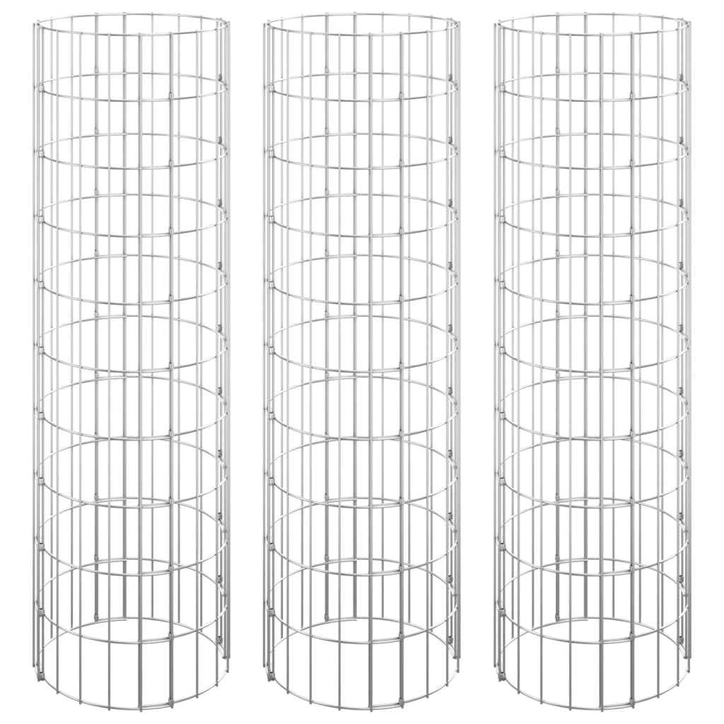 3 piezas arriates gaviones，jardinera，maceta circular acero galvanizado ø30x100 cm cfw75033