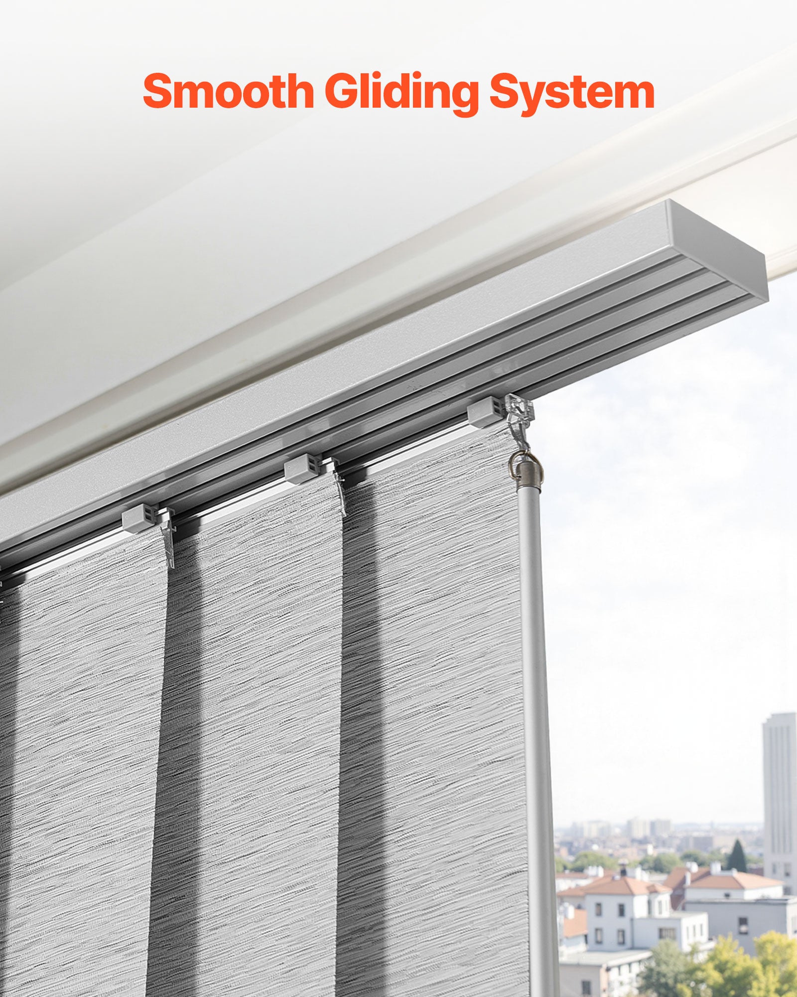 Tenda a Pannelli su Binario Estensibile VEVOR 116–218 cm, Pannello Giapponese Verticale Fino a 243 cm, Grigio - 5