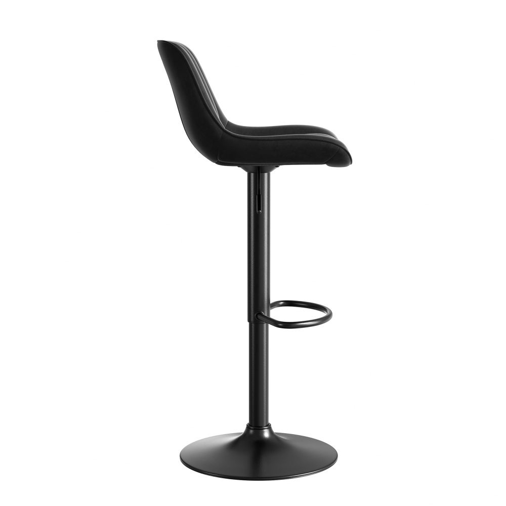 Tabourets de bar pivotants en velours noir, lot de 4 – réglables en hauteur, rotation 360°, dossier ergonomique, revêtement facile à nettoyer - 2