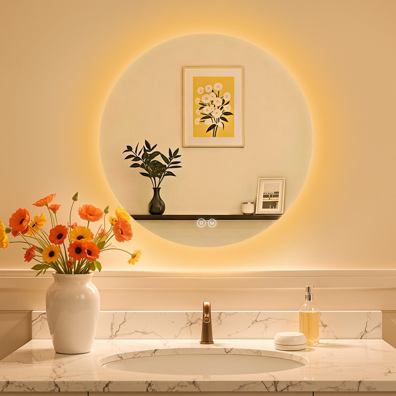 NETTLIFE Espejo De Baño Con Luz LED - Redondo 50 Cm LED, Mural