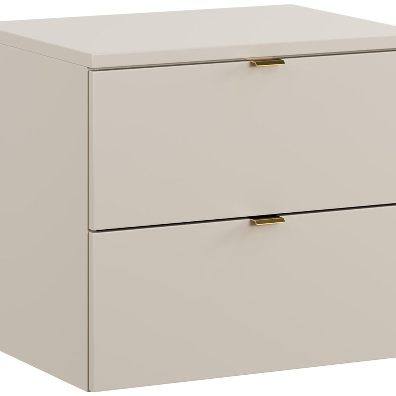 Kaszmirowa szafka łazienkowa pod umywalkę z blatem DALIA 60 cm wisząca 2 szuflady MDF