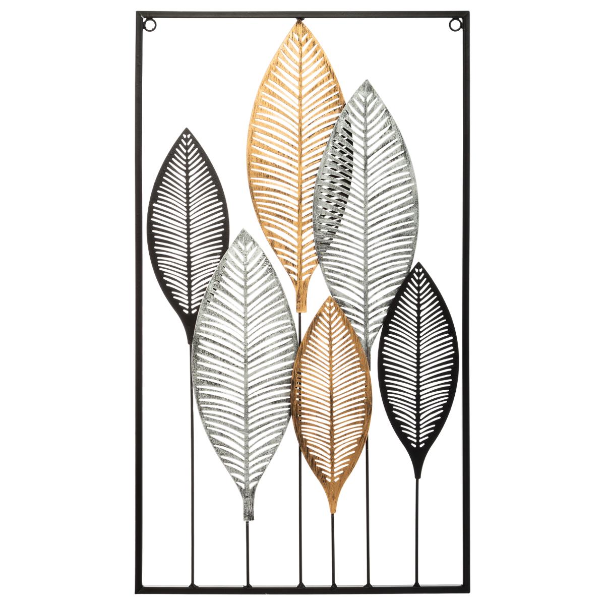 Decoración de pared 'feuilles' - metal 37 x 65 cm - atmosphera créateur d'intérieur