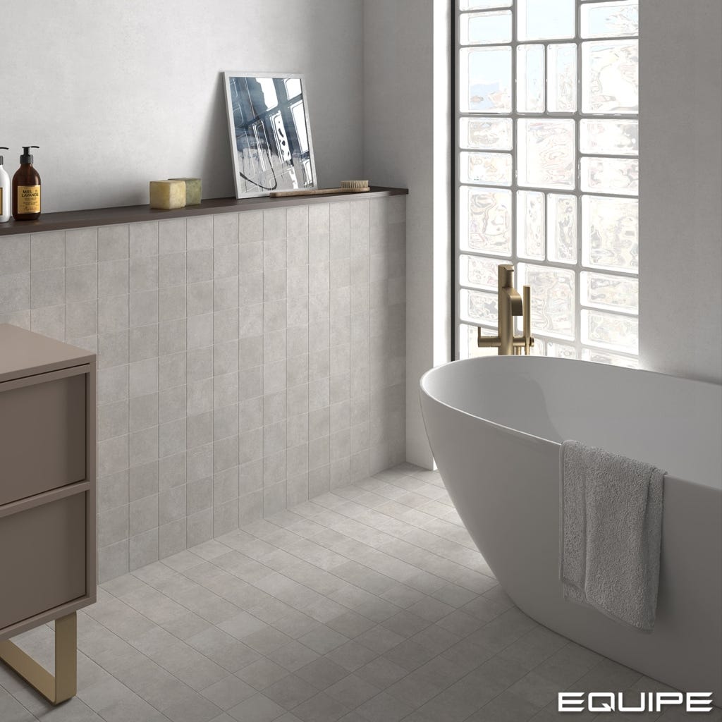 6m² Carrelage Piscine Effet Zellige Gris Clair Mat STAGE 10x10 cm Grey (0 ...