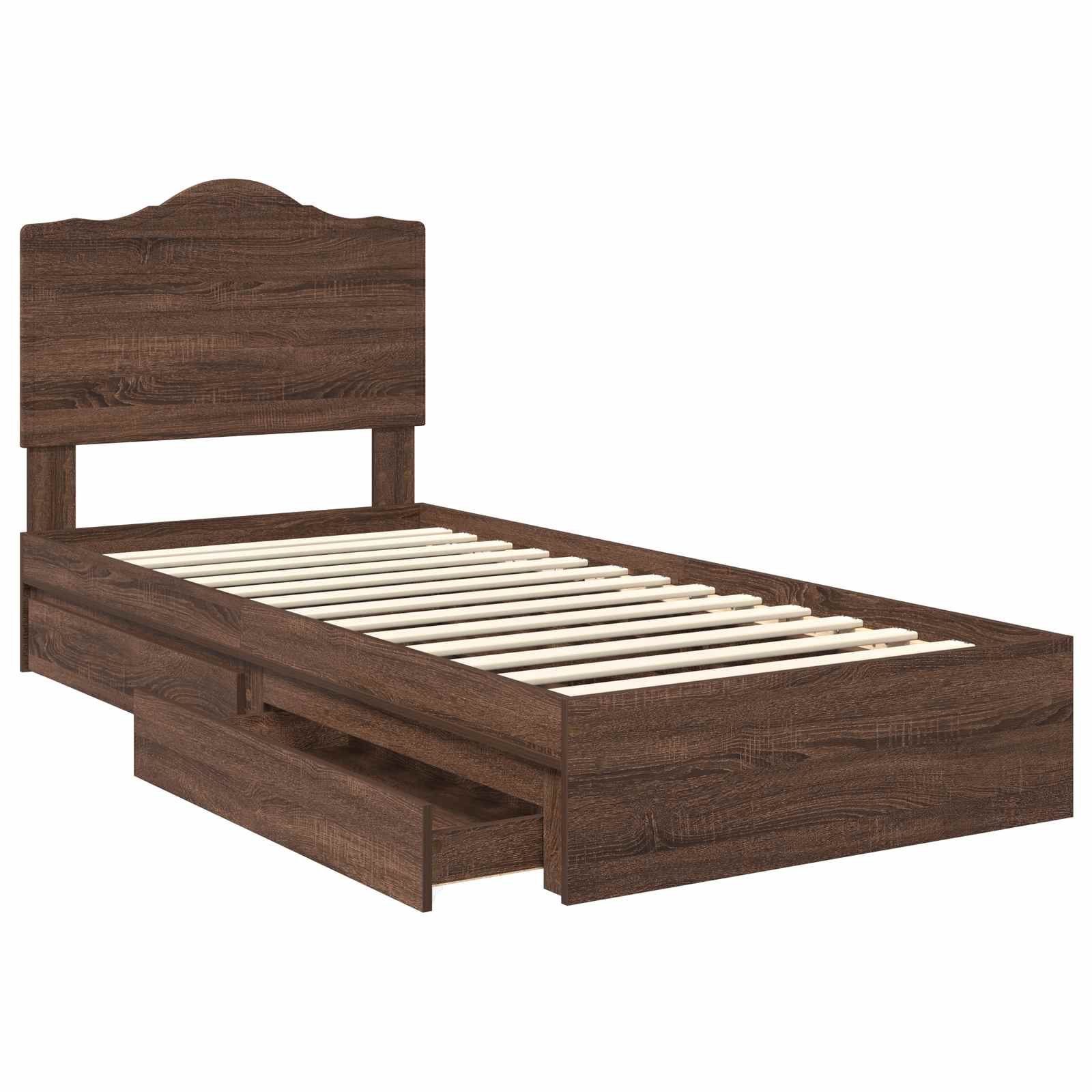 Lit de rangement chêne brun 70 x 190 cm panneau de bois - 5