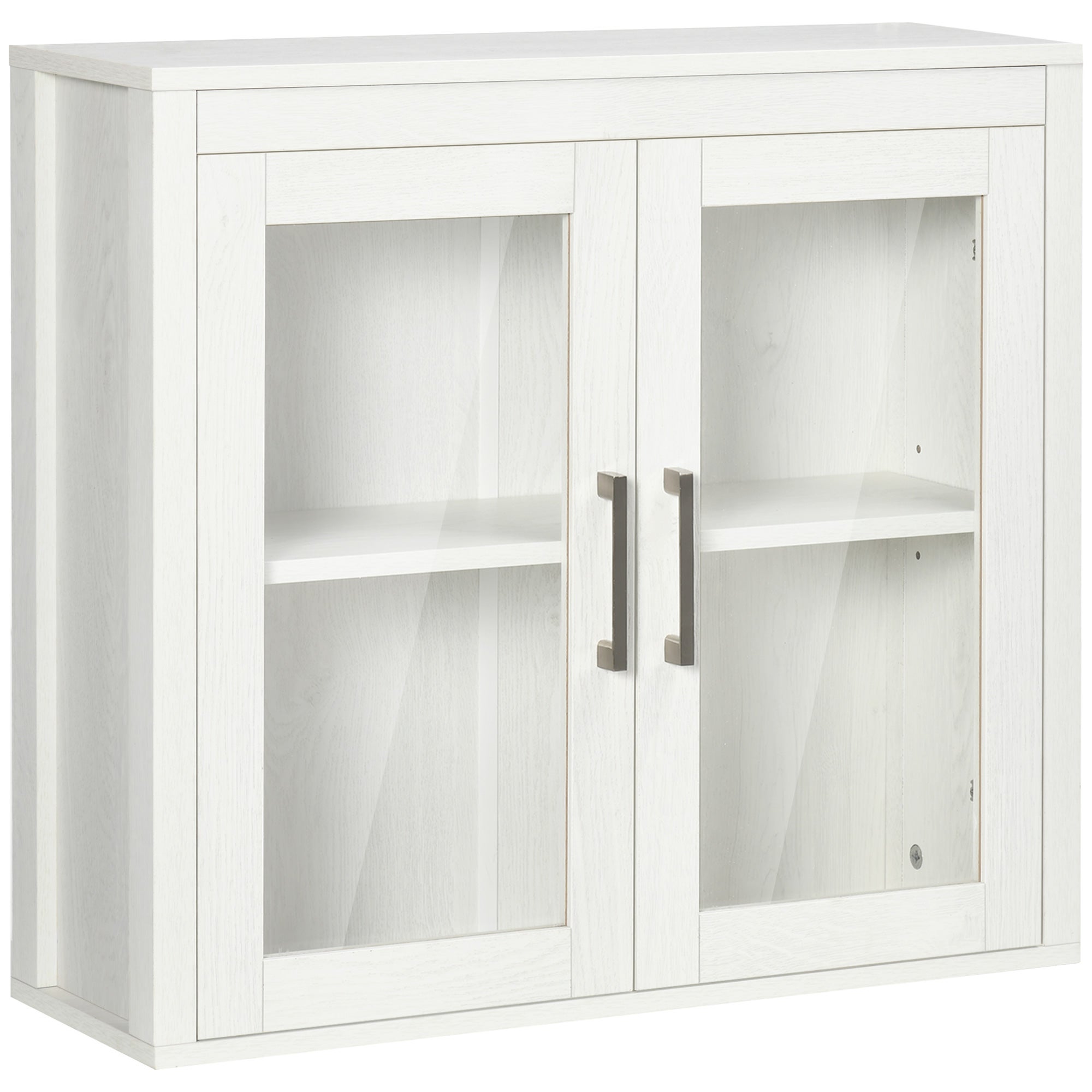 Wall-mounted bathroom cabinet with glass doors and adjustable shelf modern hanging furniture 60x19.5x54 cm white