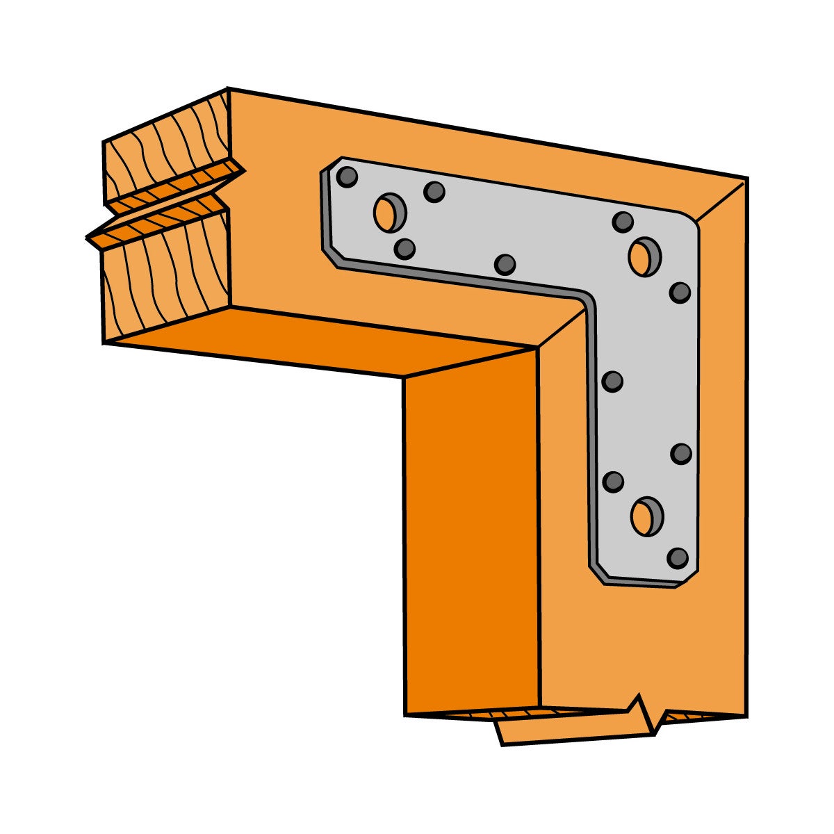 Ferrure en 66L - Carton 10 pièces 150x150mm - ep 2mm - 2